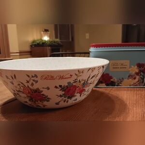 Pioneer Woman Set Sweet Rose 10" 2 1/2 Qt. Melamine Serving Bowl & Recipe Cards